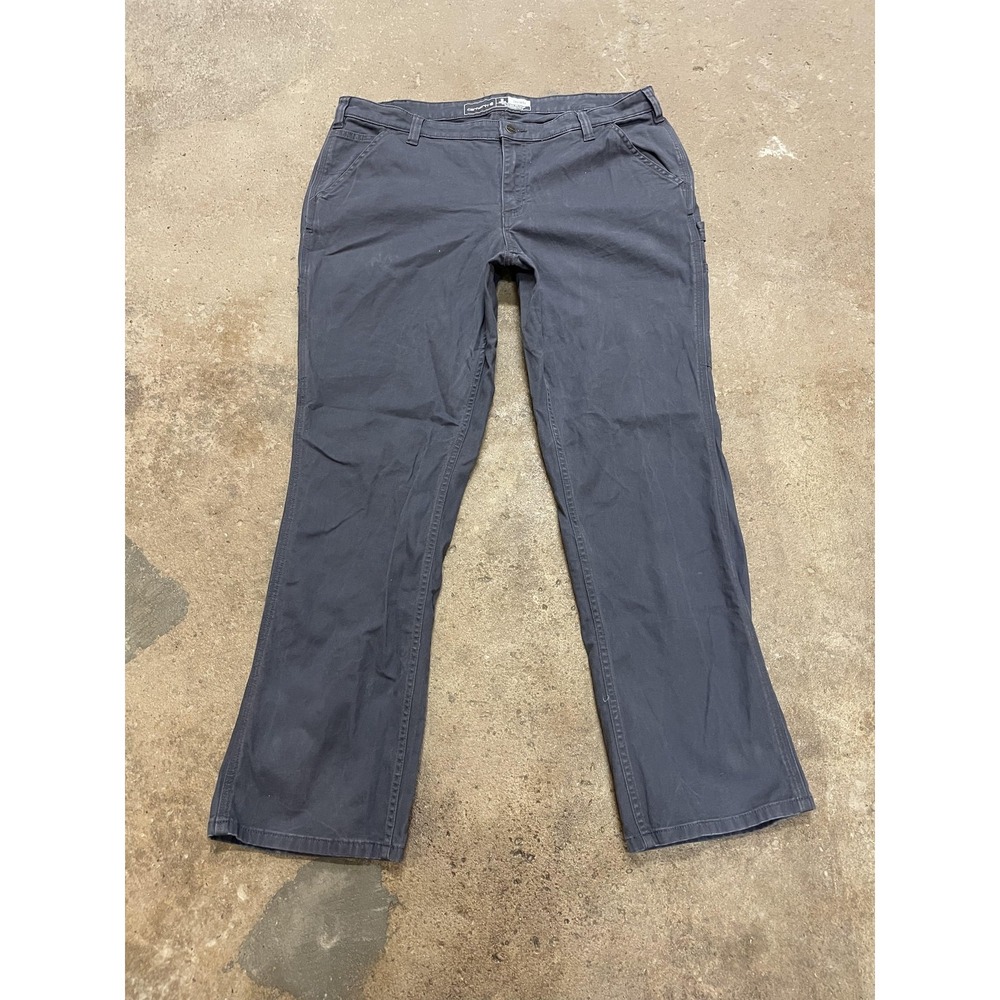 Carhartt Pants Womens 18 Regular Gray Loose Stretch Canvas Carpenter‎ Workwear